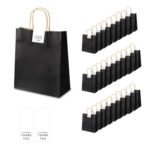크라 블랙 쇼핑백 소 80p + 화이트 땡큐 직사각 라벨 80p