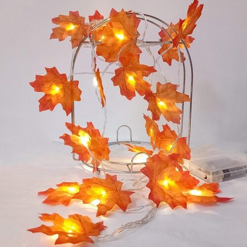 할로윈 오렌지 낙엽 LED 조명 가랜드 (10개)
