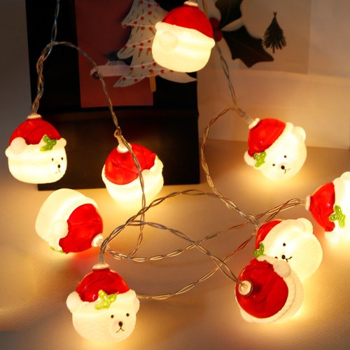 크리스마스 화이트베어 LED 조명 가랜드 (10개)